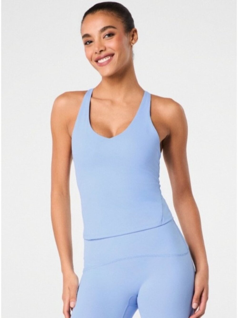 NEW Spanx BoostUp V-Neck Shelf Tank Top Mesh Racerback Hydrangea Athletic Medium